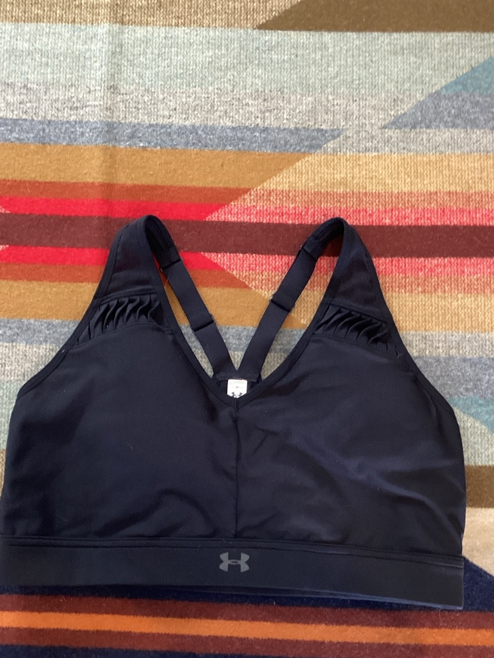Under Armour Black V‑Back Sports Bra with Logo Band